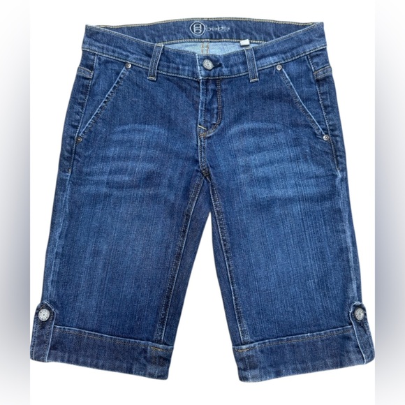 bebe Pants - Bebe Vintage Denim Bermuda Shorts Size 26 Decorative Buttons Sailor Pant Y2K